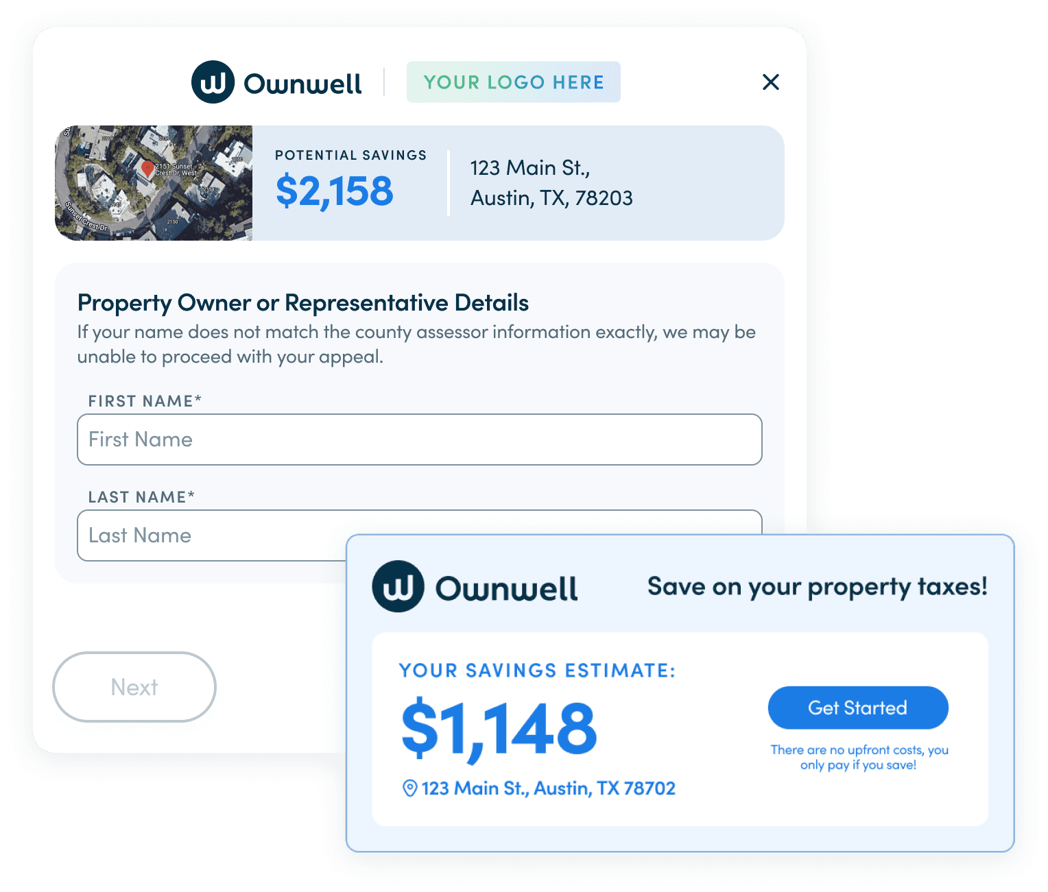 Ownwell embedded sign up widget